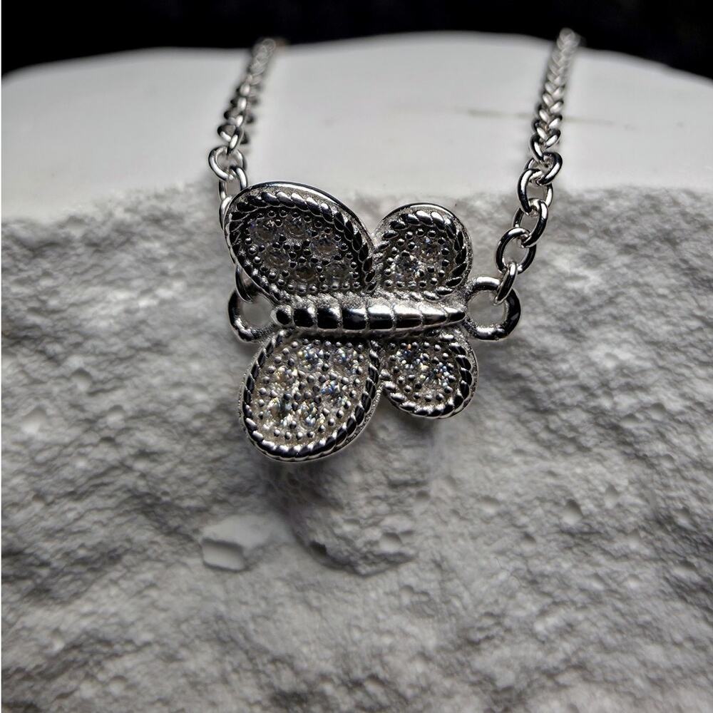 7+1 0.1ct Moissanite Butterfly dainty Bracelet 925 Sterling Silver